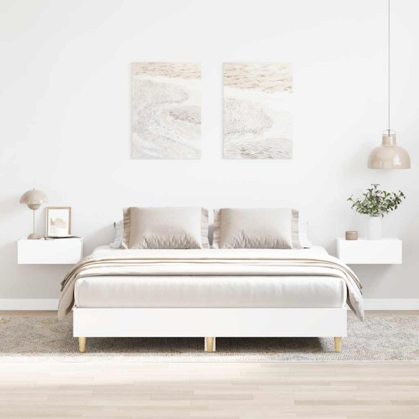Bed frame without mattress, white, 140x200 cm, processed wood