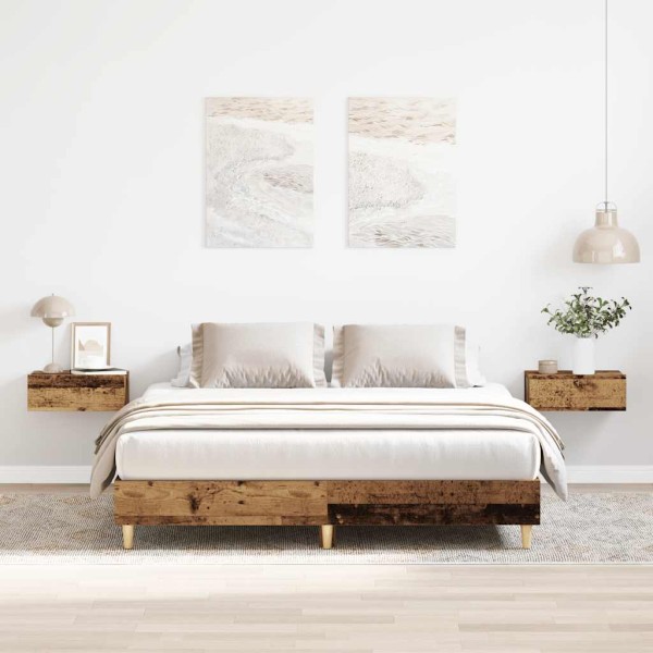 Bed frame without mattress, wood design, 140x200 cm