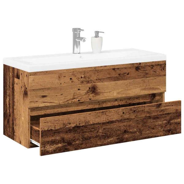 sink cabinet with built-in sink, old wood