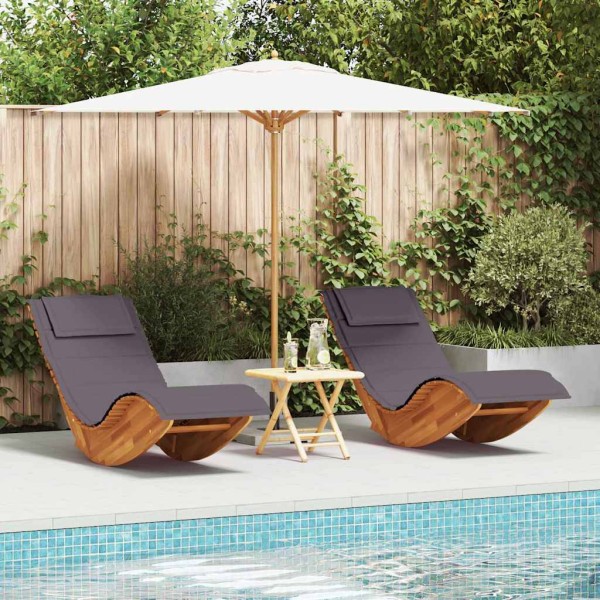 Sun lounger with pillow 2 pcs Brown Solid acacia wood