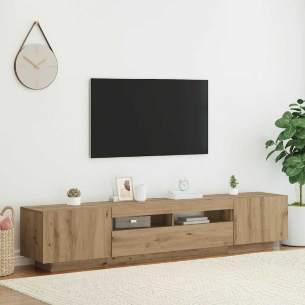 TV cabinet with LED lights Artisan oak