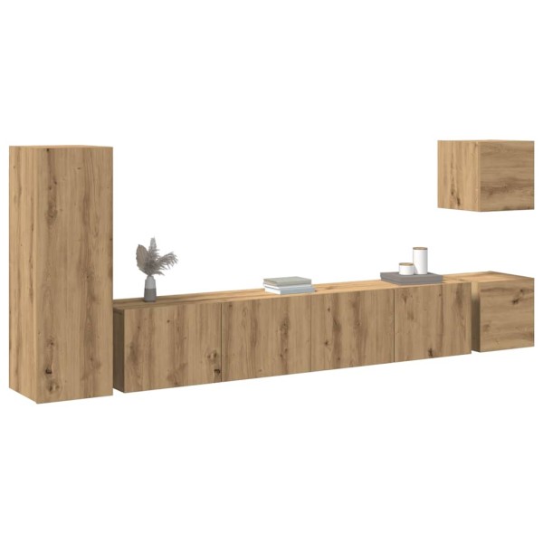 Artisan Oak 5 Piece Wall Mounted TV Cabinet Set