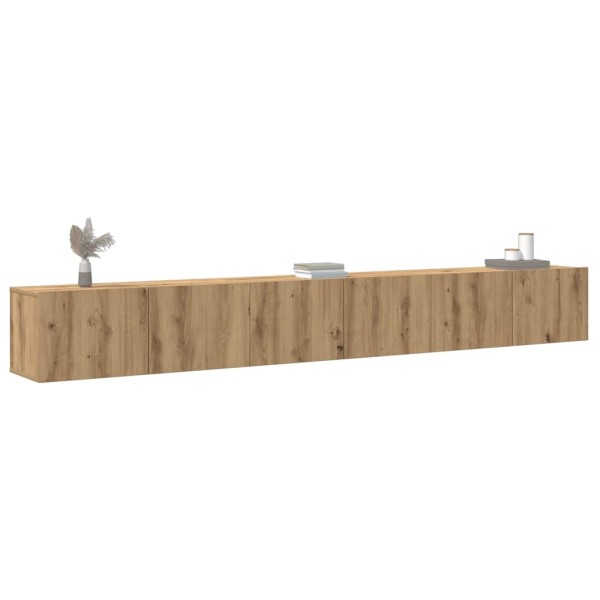 Artisan Oak 3 Piece Wall Mounted TV Cabinet Set