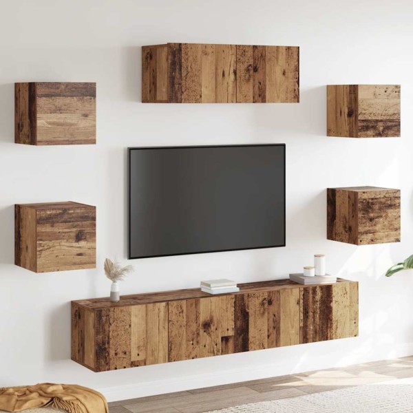 5-piece TV cabinet set, mounted on