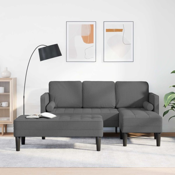 Sofa set with pillow 2 pcs Dark gray Polyester