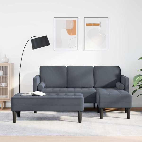 Sofa set with pillow 2 pcs Dark gray Polyester