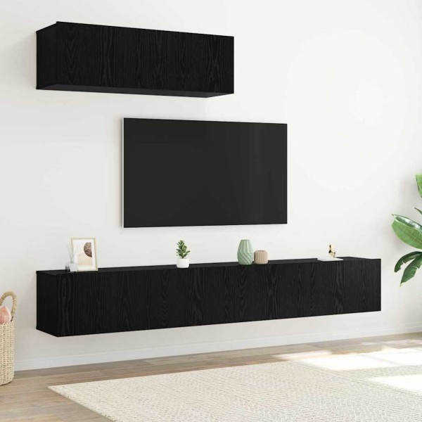 TV cabinet set 3 pcs Black oak Processed wood