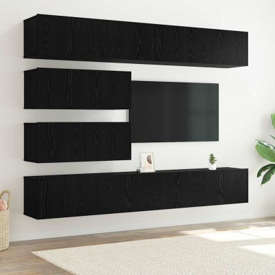 TV cabinet set 6 pcs Black...