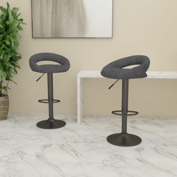 Bar stools, 2 pcs., dark gray, velvet