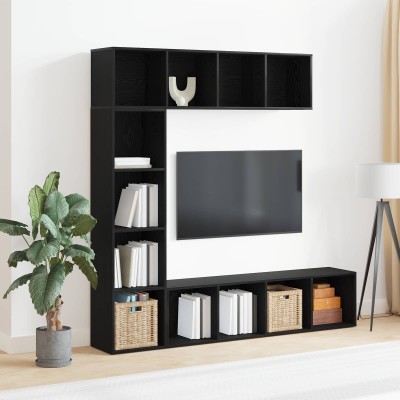Bookshelf 3 pcs Black oak...