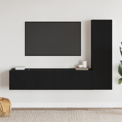 TV cabinet set 4 pcs Black...