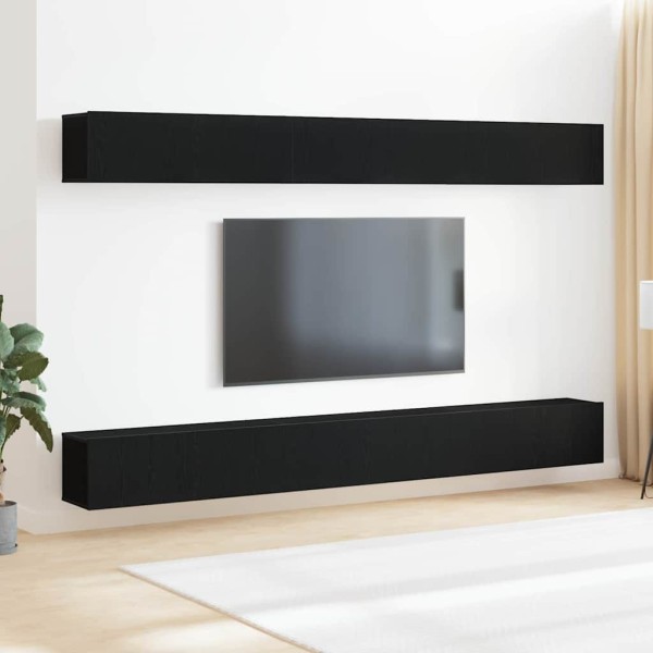 TV cabinet set Black oak Processed wood