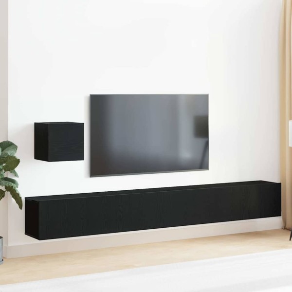 TV cabinet set Black oak Processed wood