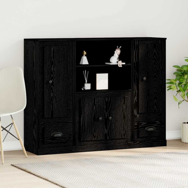 High stand with drawers Black oak 132 x 35.5 x 103.5 cm