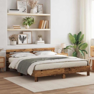Bed frame with LED Old wood...
