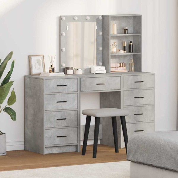 Dressing table with drawers 3 pcs Gray Processed wood