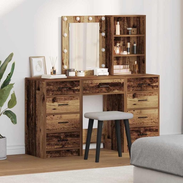 Dressing table with drawers 3 pcs Brown Treated wood