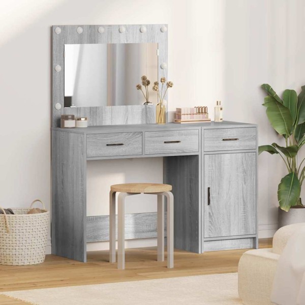 Dressing table with drawers 2 pcs Gray Processed wood