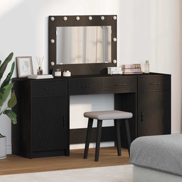 Dressing table with drawers 3 pcs Black Treated wood