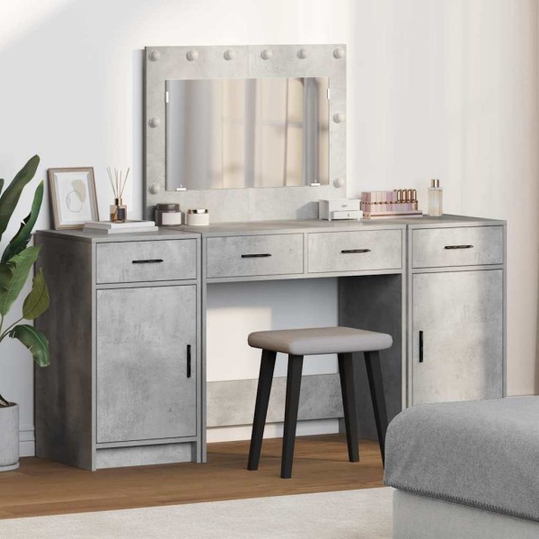 Dressing table with drawers 3 pcs Gray Processed wood
