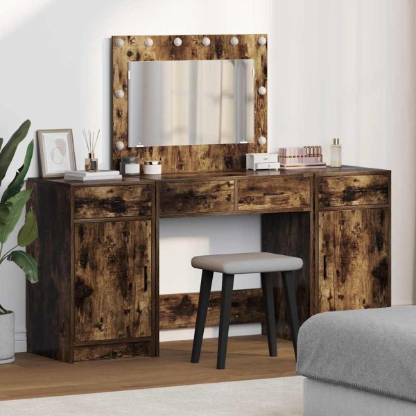 Dressing table with drawers 3 pcs Brown Treated wood