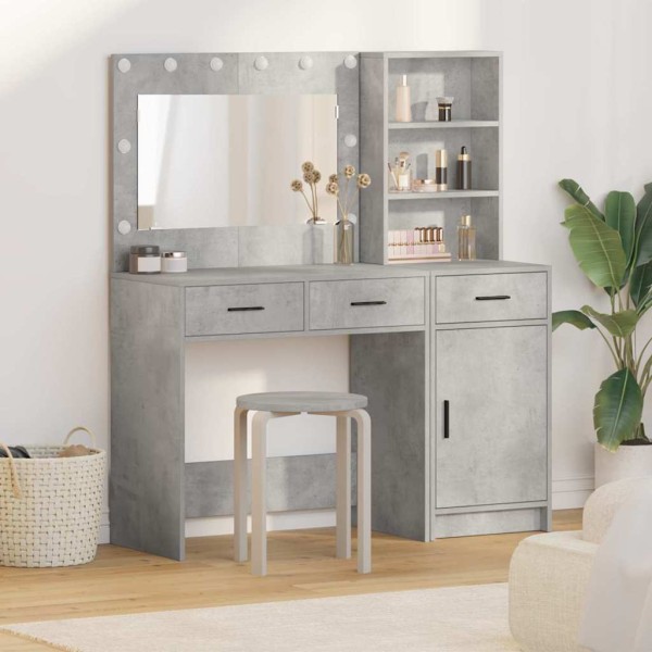 Dressing table with drawers 2 pcs Gray Processed wood