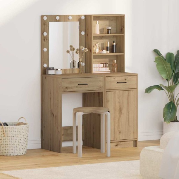 Dressing table set with LED 2 pcs Artisan oak