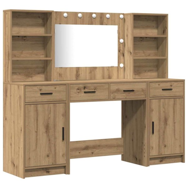 Dressing table set with LED 3 pcs Artisan oak