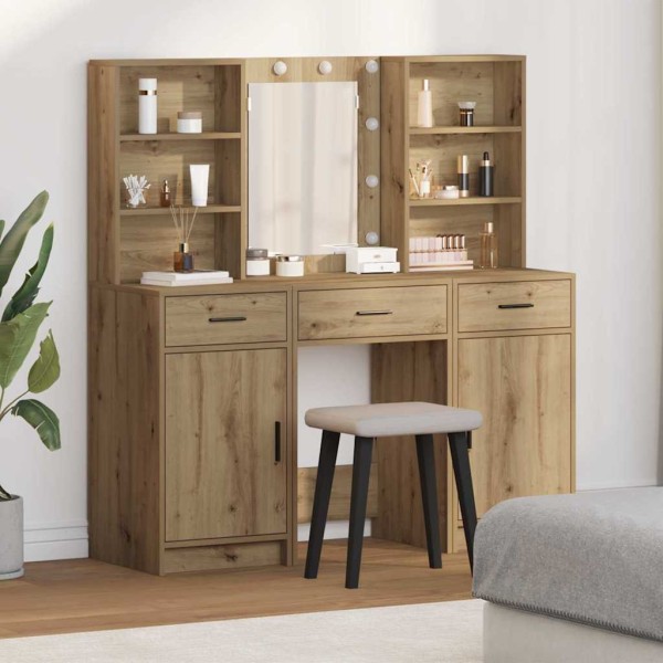 Dressing table set with LED 3 pcs Artisan oak