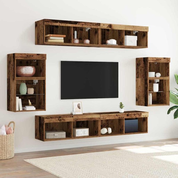 TV cabinet set 8 pcs Old wood Treated wood