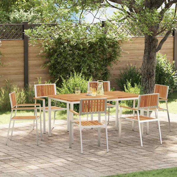 Outdoor dining set 7 pcs Brown Solid acacia wood