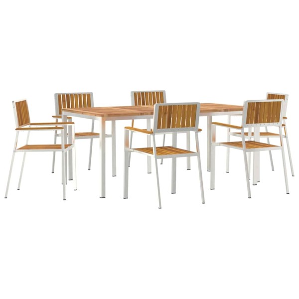 Outdoor dining set 7 pcs Brown Solid acacia wood