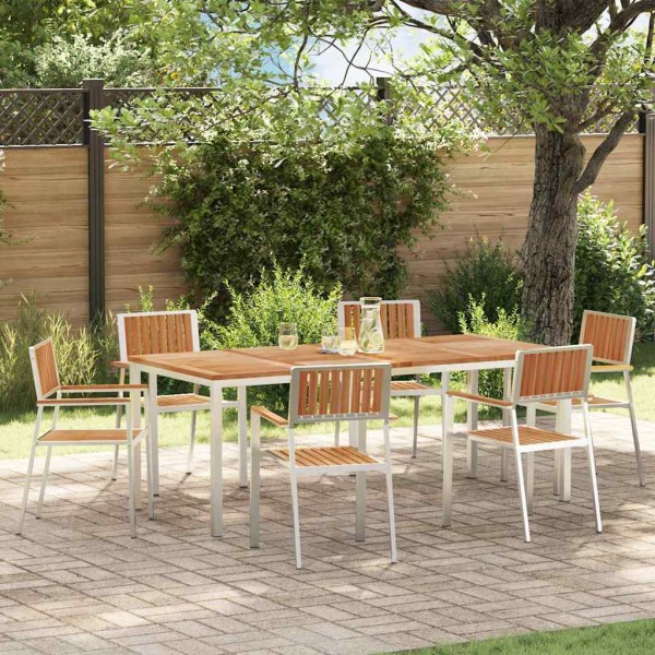 Outdoor dining set 7 pcs Brown Solid wood