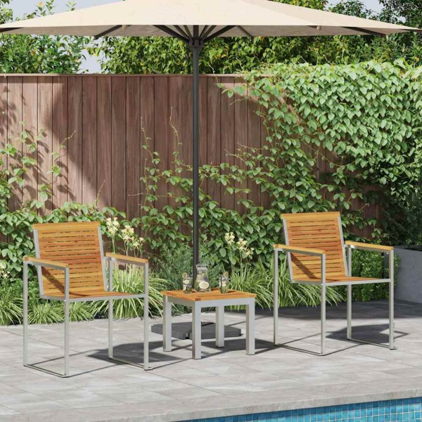 Sun lounger 3 pcs Brown Solid acacia wood