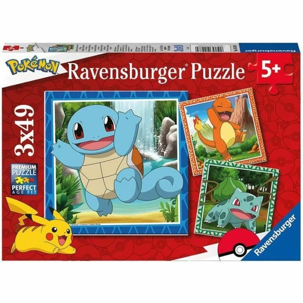 3 galvosūkių rinkinys Pokémon Ravensburger 05586 Bulbasaur, Charmander & Squirtle 147 Dalys