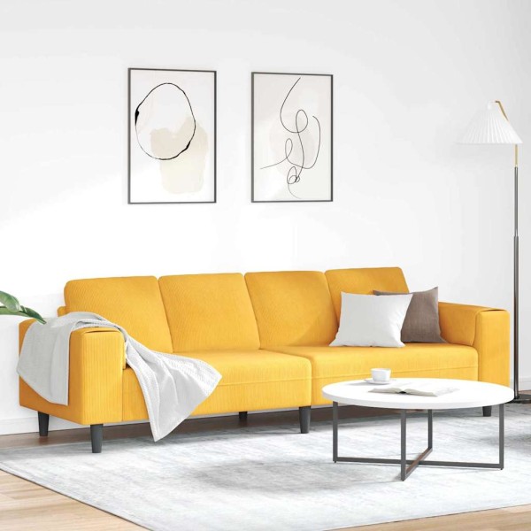 Sofa Light yellow 250 x 77 x 76 cm Corduroy fabric