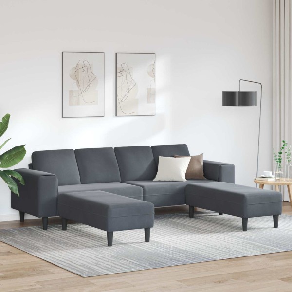 Living room sofa 3 pcs Dark gray 250 x 188 x 76 cm