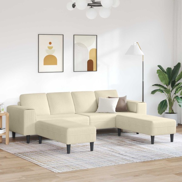 Sofa Cream 250 x 188 x 76 cm Corduroy fabric