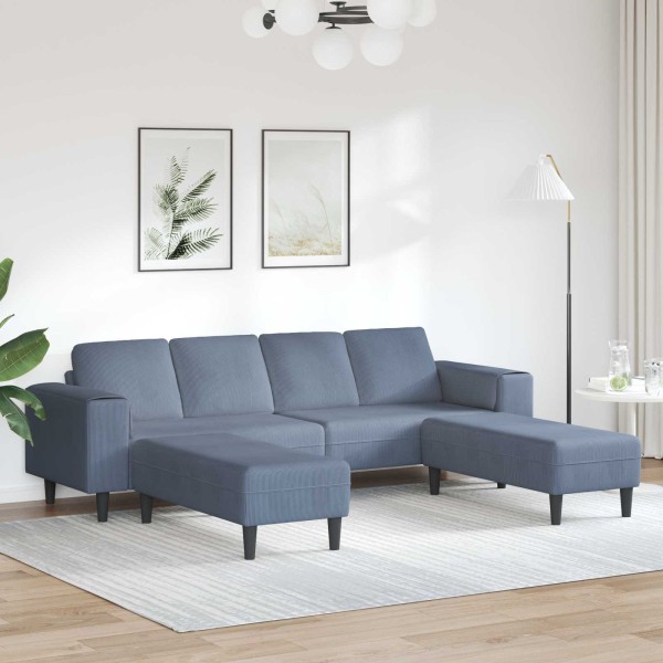Sofa Blue 250 x 188 x 76 cm Corduroy fabric
