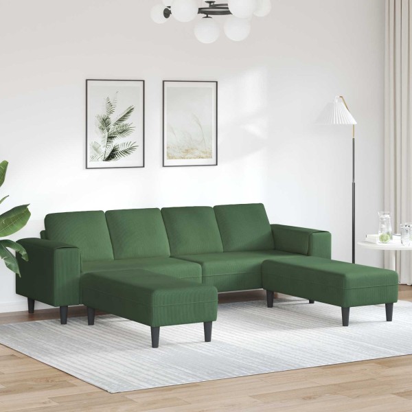 Sofa Dark green 250 x 188 x 76 cm Corduroy fabric
