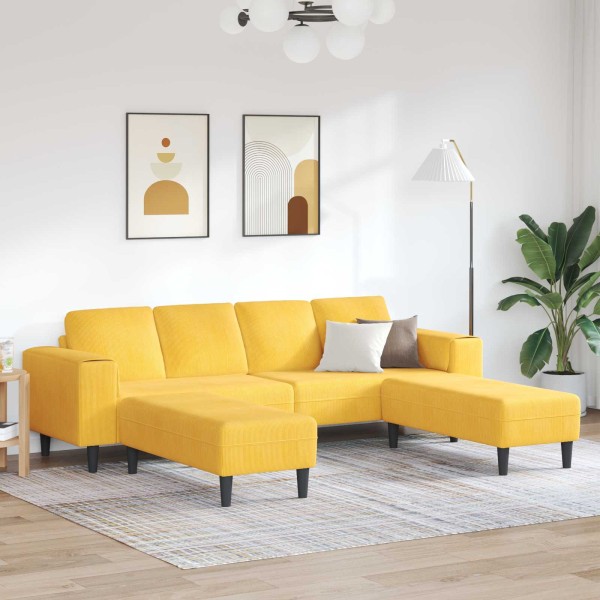 Sofa Light yellow 250 x 188 x 76 cm Corduroy fabric