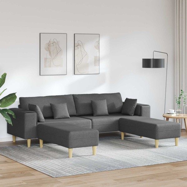 Sofa with pillow 3 pcs Dark gray fabric