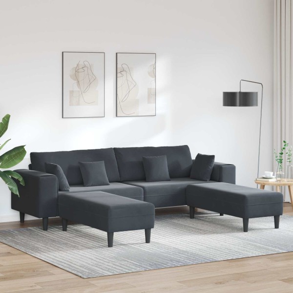 Sofa 3 pcs Dark gray 250 x 188 x 76 cm Velvet
