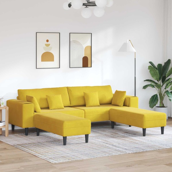 Sofa 3 pcs Yellow 250 x 188 x 76 cm Velvet