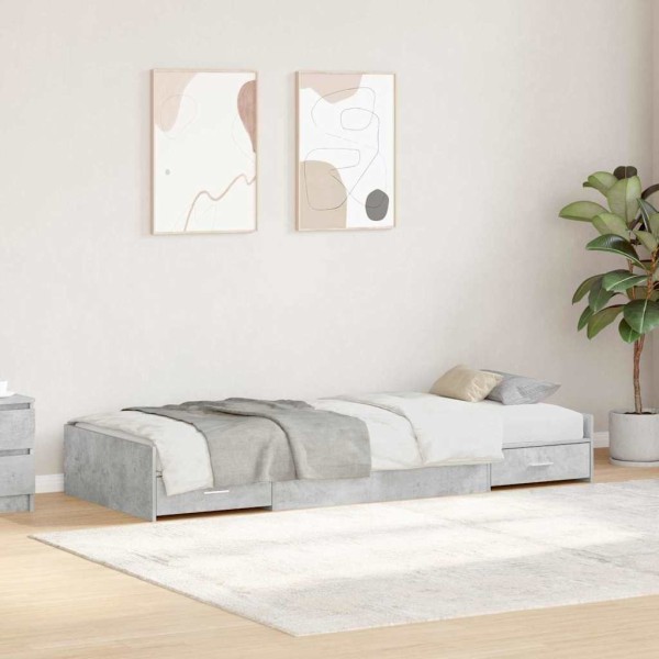 Bed frame Concrete gray 90 x 200 cm Treated wood