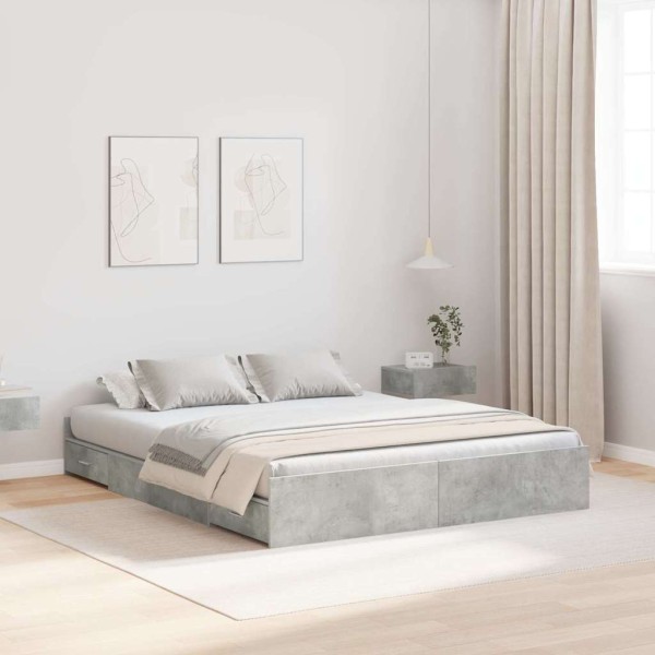 Bed with storage space Concrete gray 140 x 190 cm