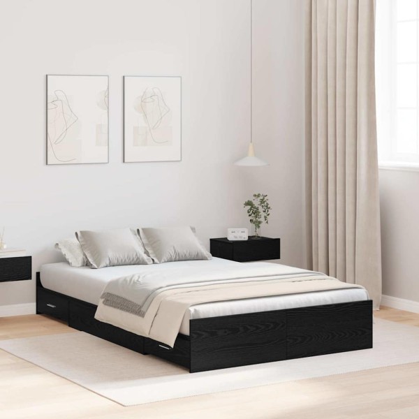 Bed with storage space Black oak 120 x 190 cm