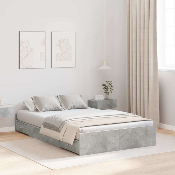 Bed with storage space Concrete gray 120 x 190 cm