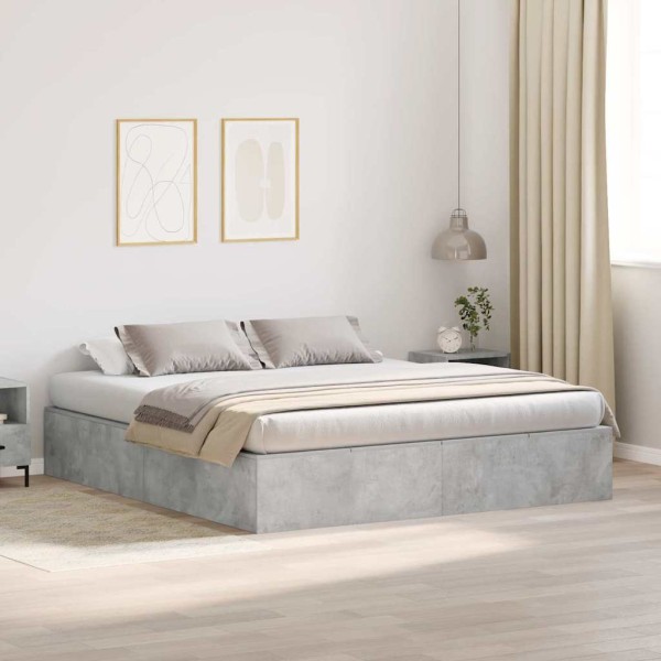 Bed with storage space Concrete gray 200 x 200 cm