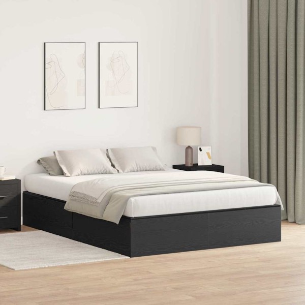 Bed with storage space Black oak 140 x 200 cm